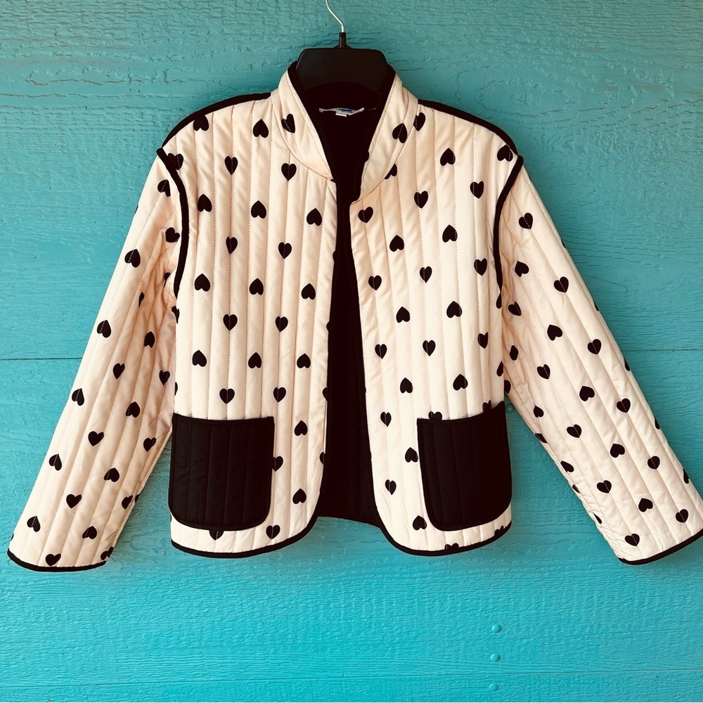 QUILTED HEART LIGHTWEIGHT OPEN PUFFER JACKET SIZE LARGE PINK BLACK - Picture 9 of 16
